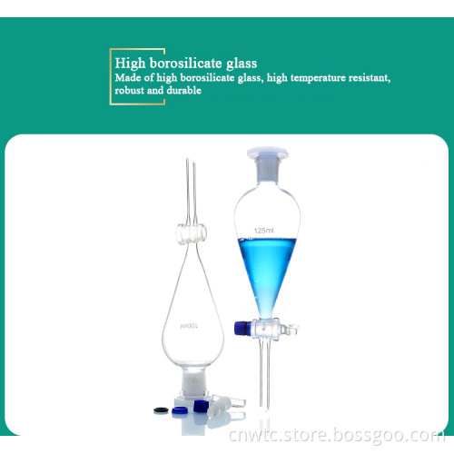 Customizable High Borosilicate Glass Pear-Shaped Dispensing Funnel (60mm-200mm) for Laboratories
